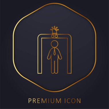 Airport Security Portal golden line premium logo or icon clipart