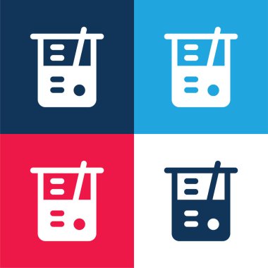 Beher mavi ve kırmızı dört renk minimal simge kümesi