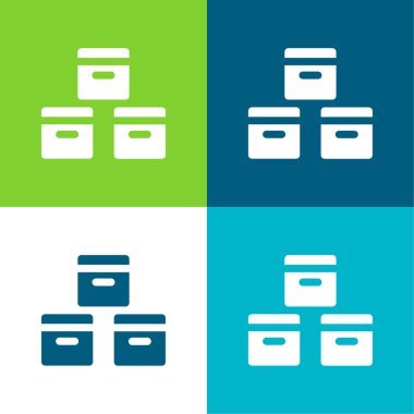 Kutular Düz 4 renk en küçük simge kümesi