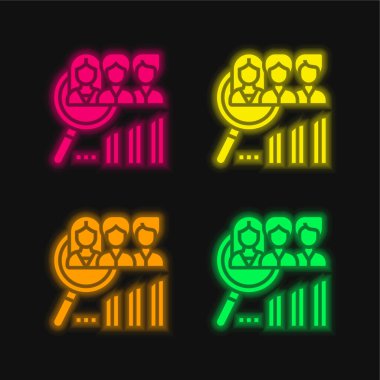 Parlayan dört renk neon vektör simgesini analiz et