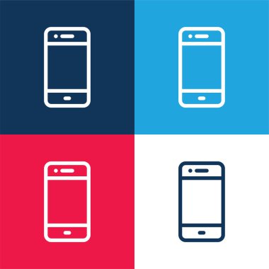 Büyük Telefon mavi ve kırmızı dört renk en küçük simge seti