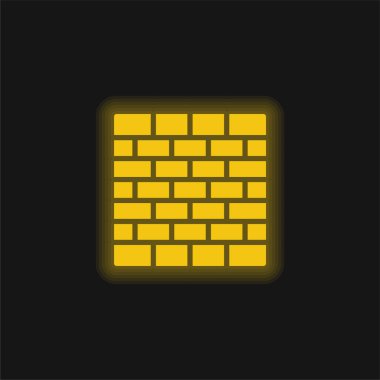 Tuğla Duvar sarı parlak neon simgesi