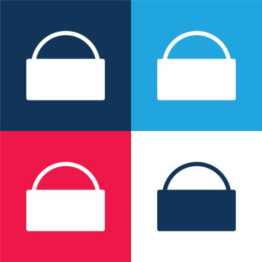 Poşet mavi ve kırmızı dört renk minimal simge seti