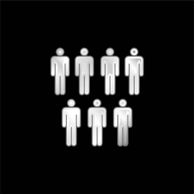 7 Kişi Erkek Silueti Gümüş kaplama metalik simge