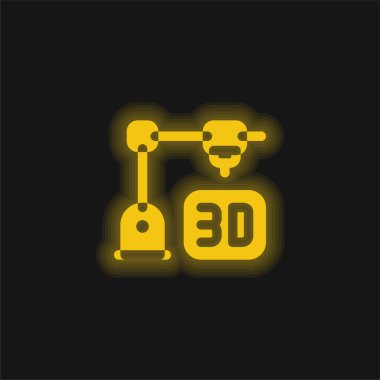 3d Yazdırma sarı parlak neon simgesi