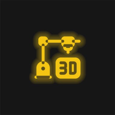 3d Printing yellow glowing neon icon clipart