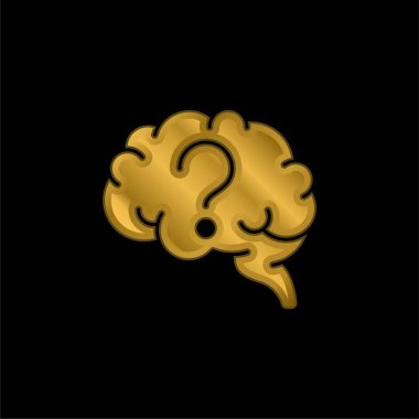 Beyin altın kaplamalı metalik simge veya logo vektörü