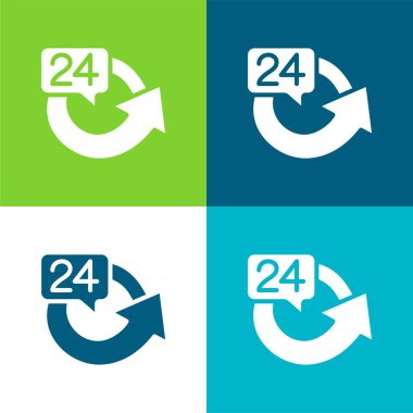 24 Hours Flat four color minimal icon set clipart