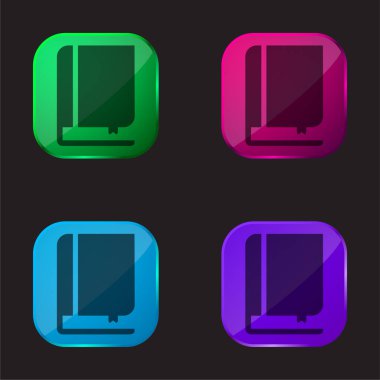 Kitap ve Yer İmleri dört renkli cam simgesi