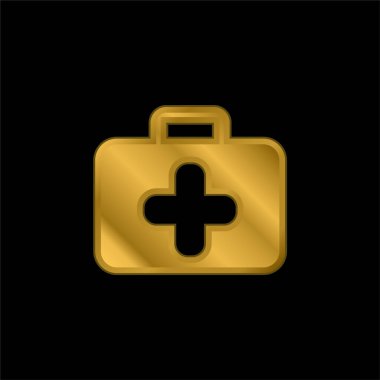 Evrak çantası altın kaplama metalik simge veya logo vektörü