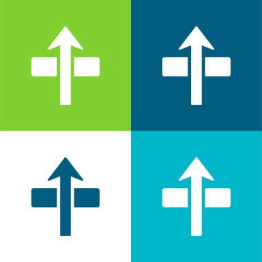 Düz Oktan Düz Düz Dört renk simgesi kümesi