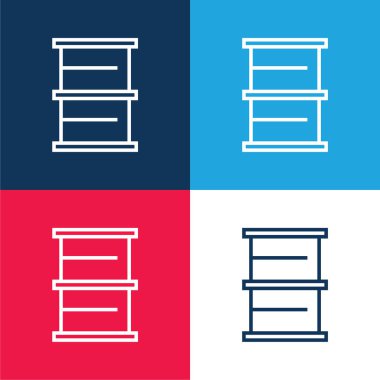 Fıçı mavi ve kırmızı dört renk minimal simge kümesi