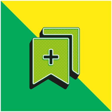 Yer İmleri Yeşil ve Sarı 3d vektör simgesi ekle