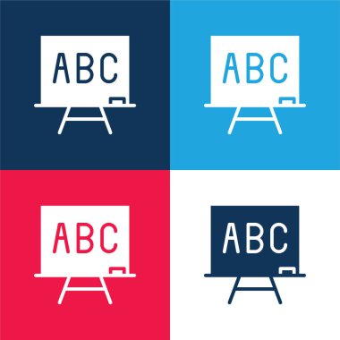 Abc blue and red four color minimal icon set clipart