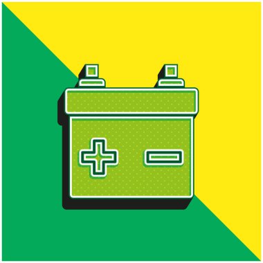 Pil Yeşil ve Sarı modern 3D vektör simgesi logosu