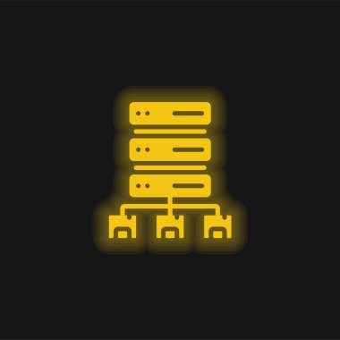 Big Data yellow glowing neon icon clipart