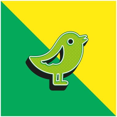 Kuş Yeşil ve Sarı modern 3D vektör simgesi logosu