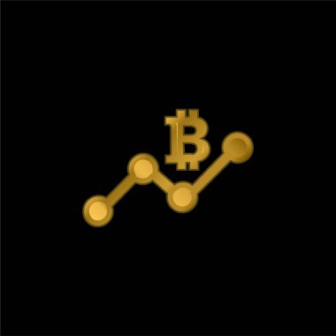 Bitcoin Grafik Altın Kaplama Metal Simge veya logo Vektörünü Bağla