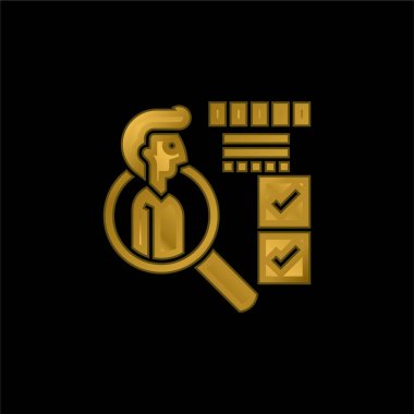 Behavior gold plated metalic icon or logo vector clipart