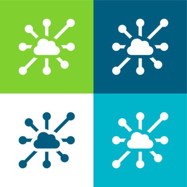 Big Data Flat four color minimal icon set clipart