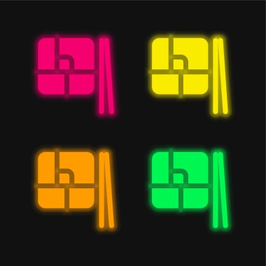 Bento four color glowing neon vector icon clipart