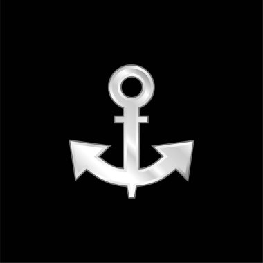 Boat Anchor silver plated metallic icon clipart