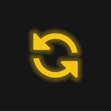 Oklar Çift Saat Yönünün Tersine Dönen Sembol Sarı Parlayan Neon simgesi