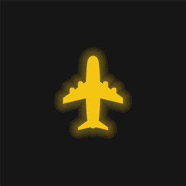 Uçak sarısı parlayan neon simgesi