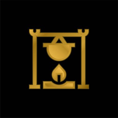 Şenlik ateşi altın kaplama metalik simge veya logo vektörü