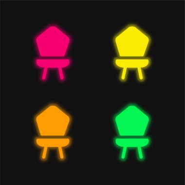 Bebek Sandalyesi 4 renkli parlayan neon vektör simgesi