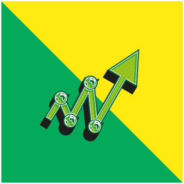 Arrow Made Up Of Connectors And Lines Green and yellow modern 3d vector icon logo clipart