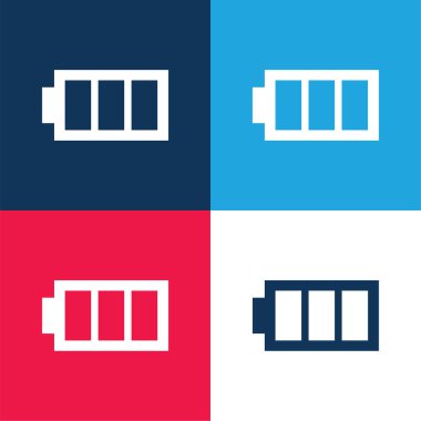 Battery With Three Empty Areas blue and red four color minimal icon set clipart