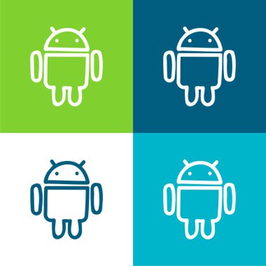 Android El Çizilmiş Logo Ana Hattı Düz 4 renk minimal simgesi seti