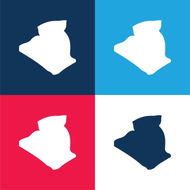 Cezayir mavi ve kırmızı dört renk minimal simge kümesi