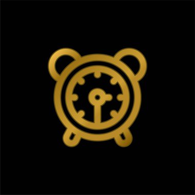 Alarm Saati altın kaplamalı metalik simge veya logo vektörü