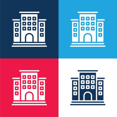 Daire mavi ve kırmızı dört renk minimal simge kümesi