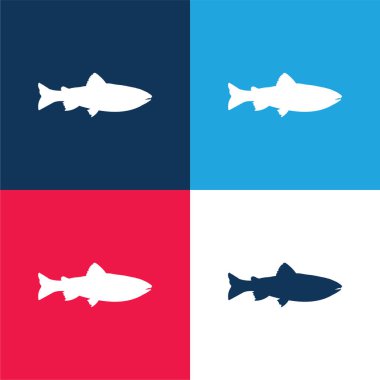 Amago Balık Şekli Mavi ve Kırmızı Minimum Renk Simgesi