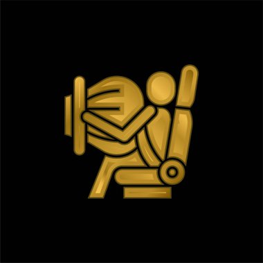 Hava yastığı altın kaplama metalik simge veya logo vektörü