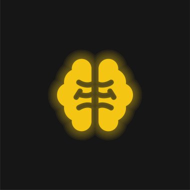 Beyin sarısı parlak neon simgesi