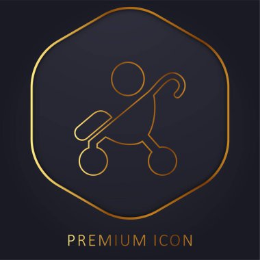 Bebek Stroller Side View Siluet Altın çizgi prim logosu veya simgesi