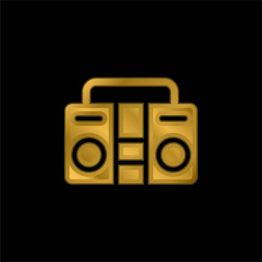 Boombox altın kaplama metalik simge veya logo vektörü