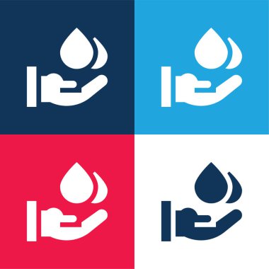 Kan bağışı mavi ve kırmızı dört renk minimal simgesi