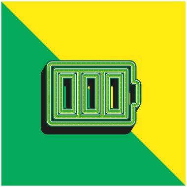 Pil İnce Dış Hatlar Sembolü Bir Çember Yeşil ve Sarı Modern 3D vektör logosu