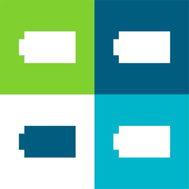 Batarya Siyah Siluet Şekli Düz 4 renk simgesi seti