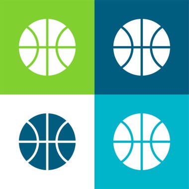 Basketbol Oyunu Düz 4 renk minimal simgesi seti