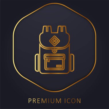 Sırt çantası altın çizgi premium logosu veya simgesi