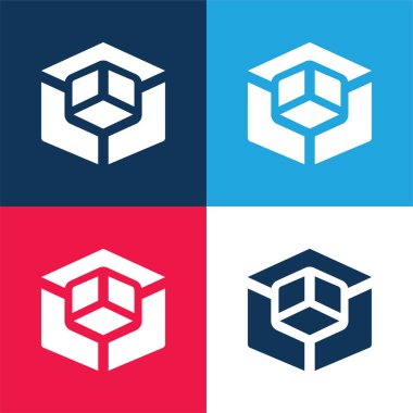 3d Modelleme Mavi ve Kırmızı Minimum Renk Simgesi