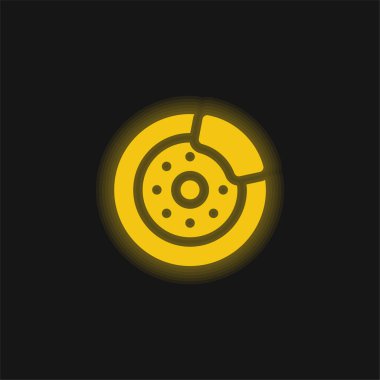 Fren Diski sarı parlak neon simgesi