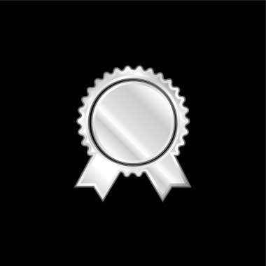 Kurdele Kuyruklu Dairesel Şeklin Ödül Rozeti Gümüş kaplama metalik simge