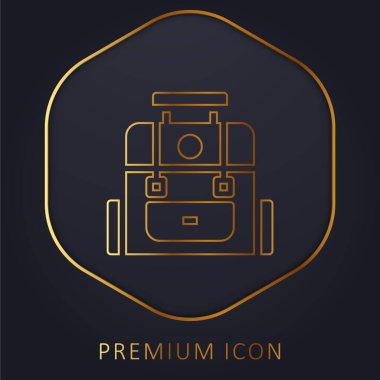 Sırt çantası altın çizgi premium logosu veya simgesi